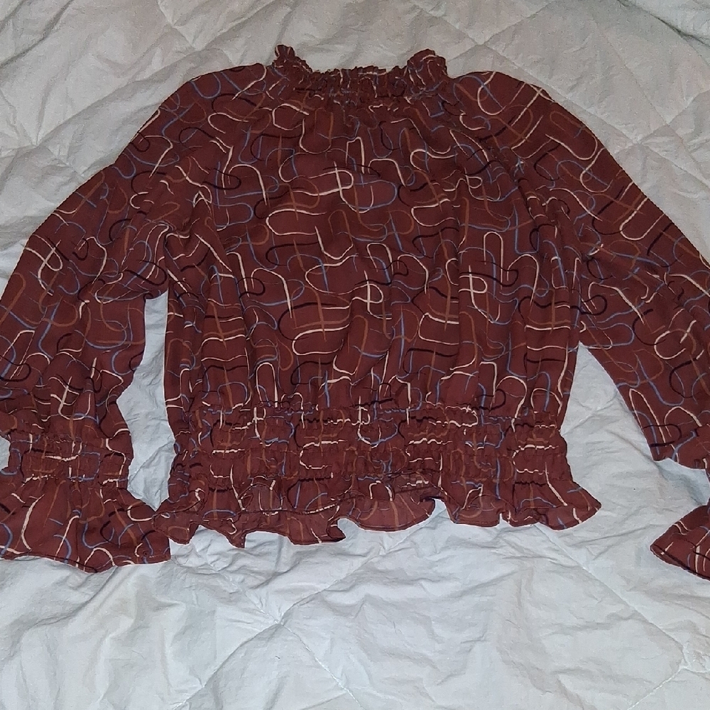 Women's Ruffled Brown Top